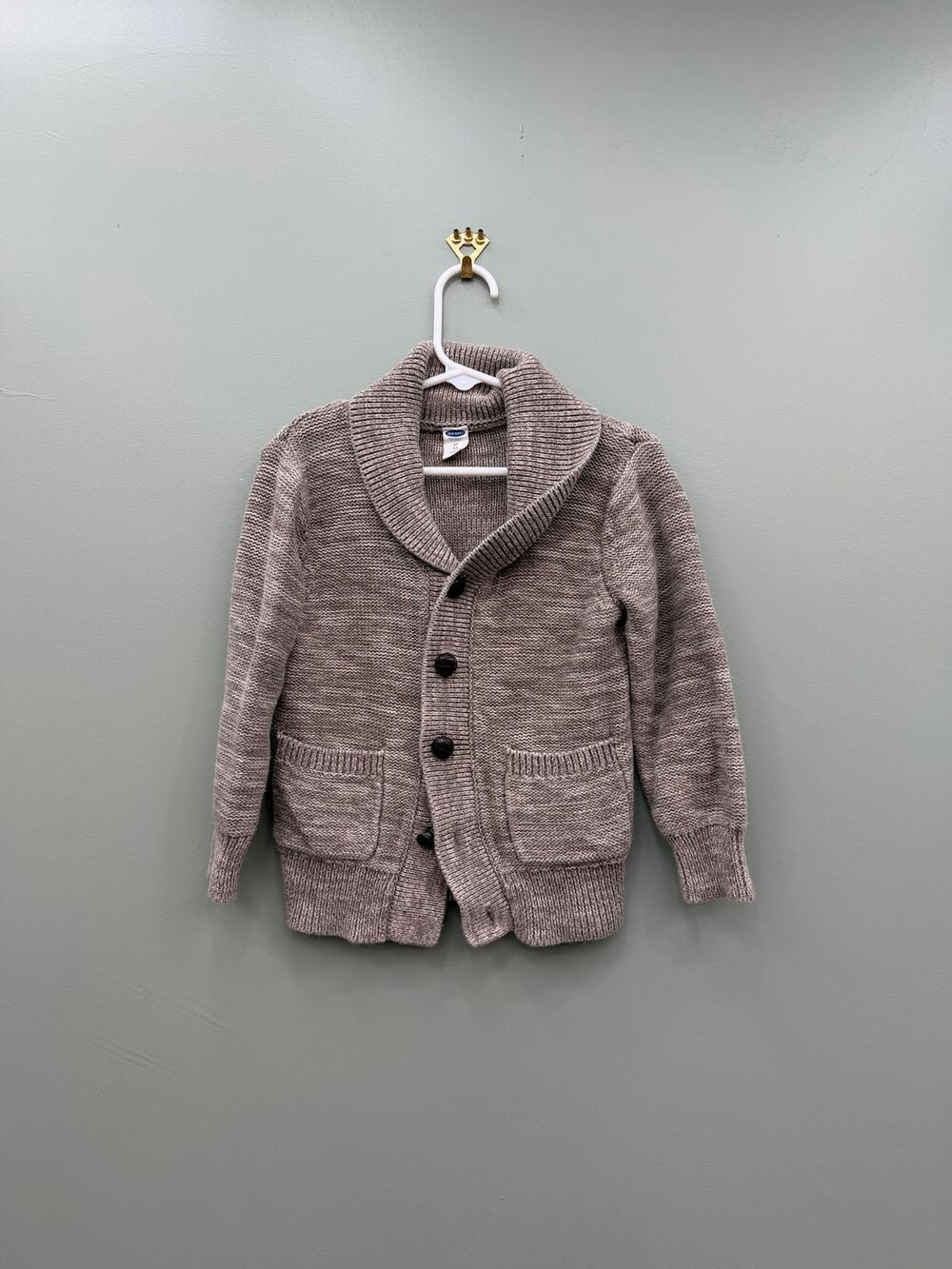 Old Navy Toddler Shawl Collar Knit Cardigan Sweater 4T Taupe Grandpa Style